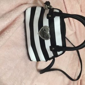 Black and white striped justice purse